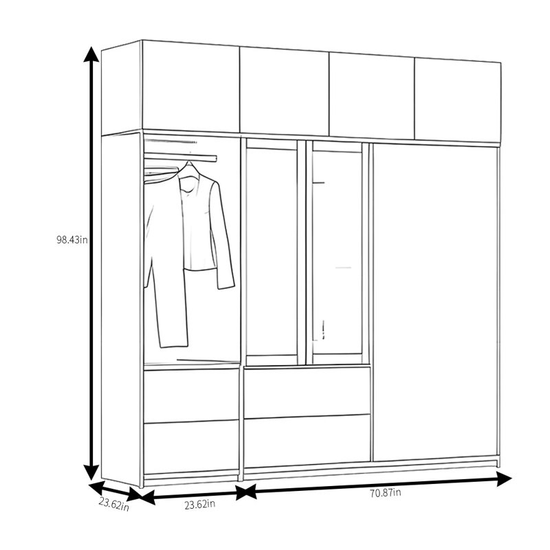 Armoire simple et multifonctionnelle, H 98,43 po x l 94,49 po x P 23,62 po