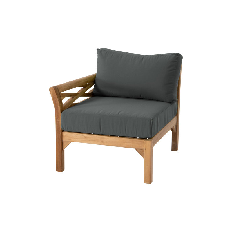 Kendrica Outdoor Teak One Arm Lounge Chair, Coal
