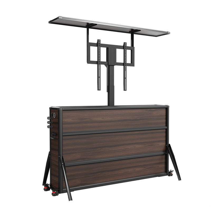 Outdoor TV Lift Cabinet for 65" TVs, Weather-Resistant Aluminum Motorized Patio TV Stand on Wheels