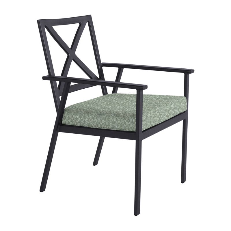 Marin Outdoor Dining Armchair, Graphite, Flagship Stone Sunbrella®