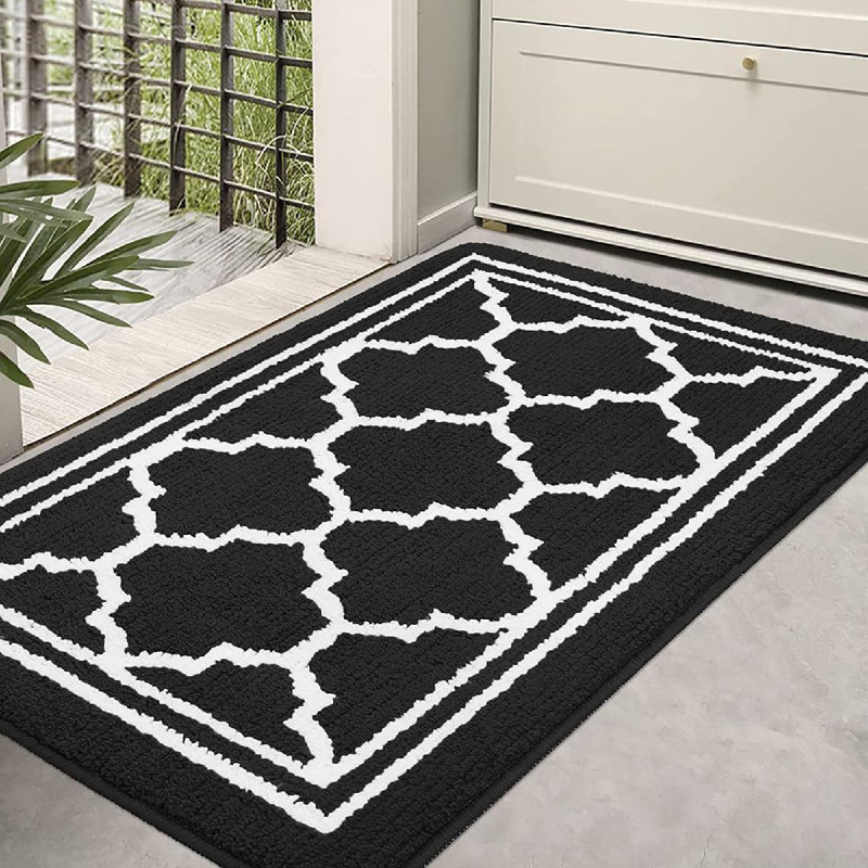 Tapis de porte antidérapant à profil bas pour l'extérieur, L 20 po x L 32 po, Noir