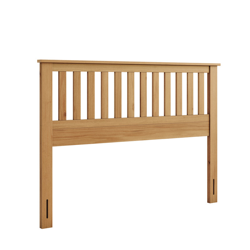 Tête de lit pour grand lit de style mission, arrangement de lattes verticales ouvertes classiques, bois massif et d'ingénierie - bois séché, ajustement universel pour les cadres de lit, couleur principale brune, apparence décontractée, assemblage