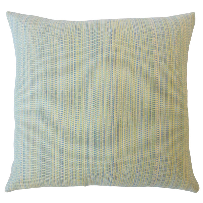 Thanh Striped Feather Reversible Throw Pillow, 22" x 22", Isle Water