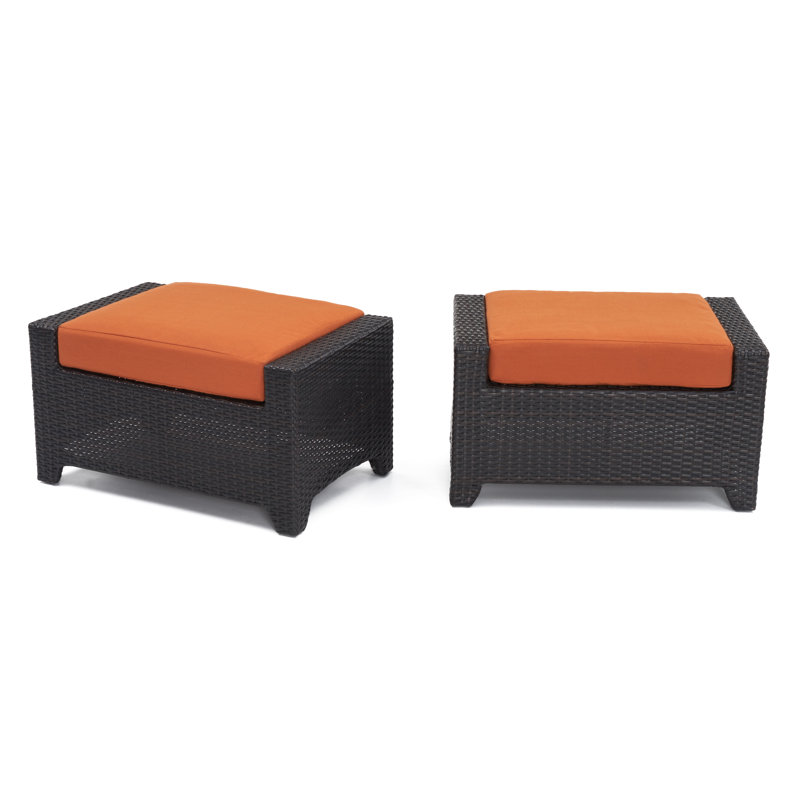Repose-pieds d'extérieur avec coussin Sunbrella Fionnula, Tissage uni Sunbrella® palette Cayenne