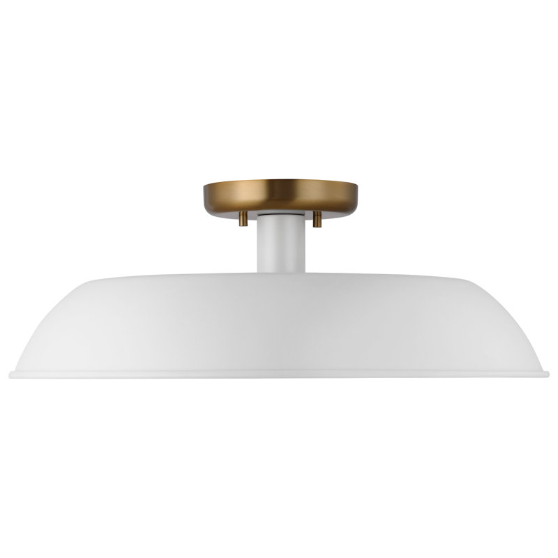 Plafonnier semi-encastré 1 lumière Bethany, Laiton bruni, Blanc, H 7 po x l 19,88 po x P 19,88 po