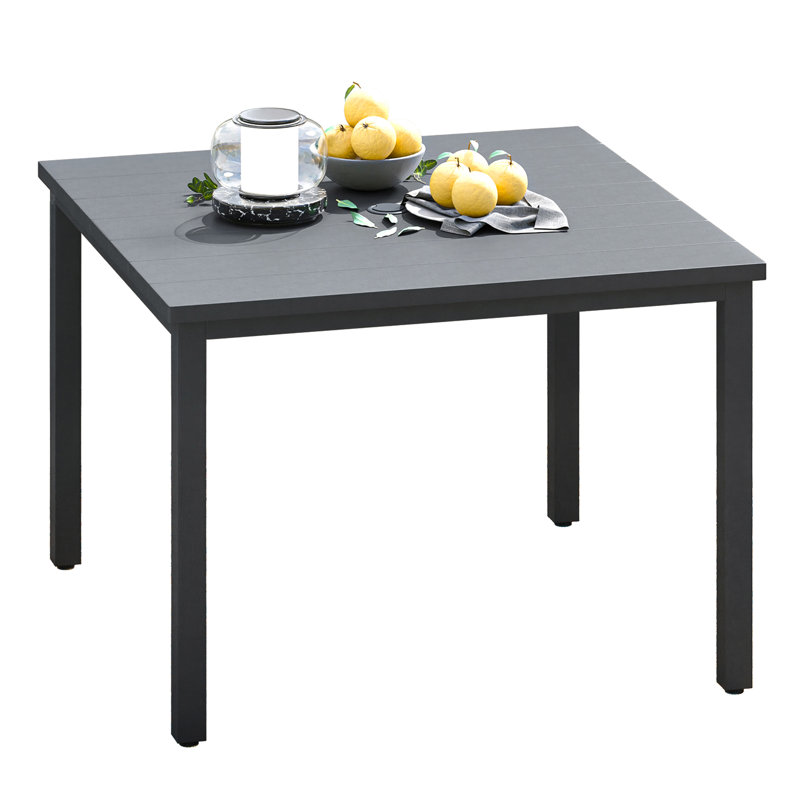 Vallery Square Metal Outdoor Dining Table With Umbrella Hole , 40.2'' in. W 40.2'' in. D, Gray
