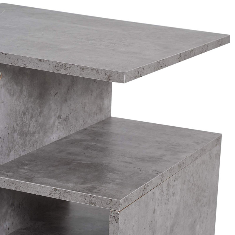 Floor Shelf End Table, Cement White