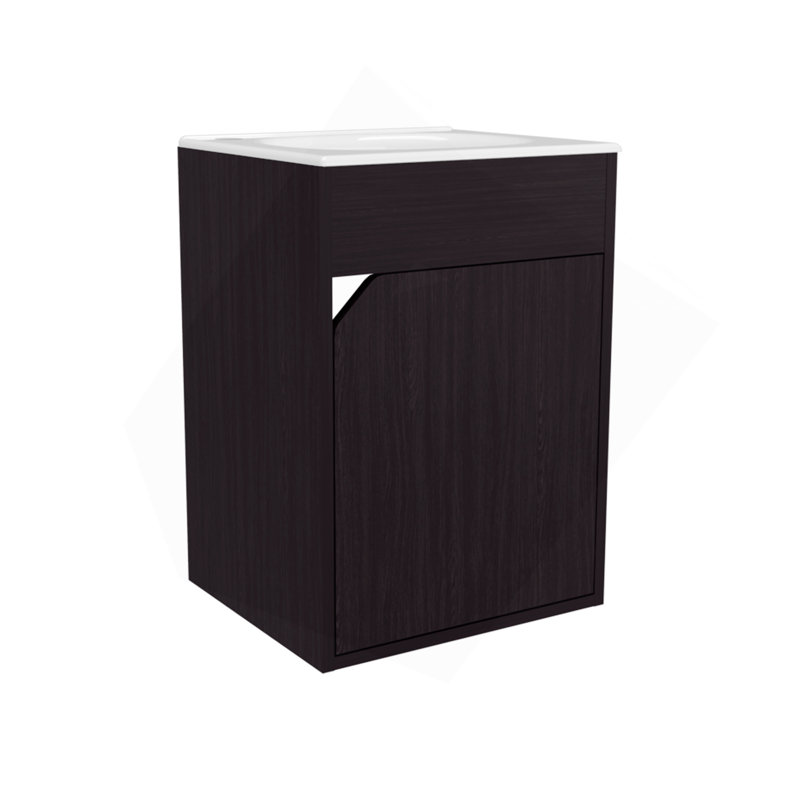 Meuble-lavabo flottant avec porte Nelson, wengé, Wengé