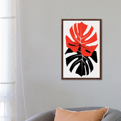 Duet Of Monsteras - Red by Kubistika - Print on Canvas