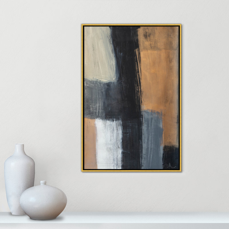 Calderon Karl Metallic Slate II par Print, Cadre flottant doré, Pas de tapis, H 37,5 po x l 25,5 po x P 2 po