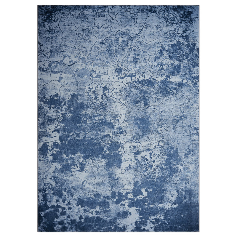 Area Rugs Washable Area Rug for Living Room Bedroom Dining Room Neutral Modern Abstract Carpet Non-Slip Floor Rug, Blue