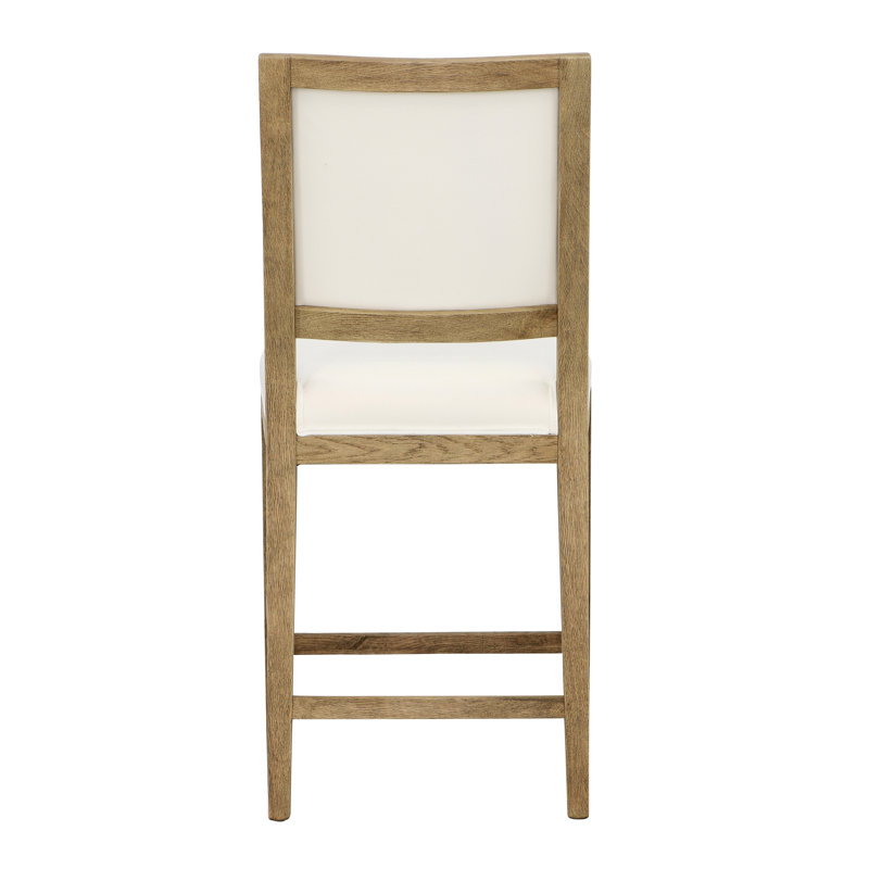 Croft 40" Tall Oak Wood Upholstered Counter Stool, White