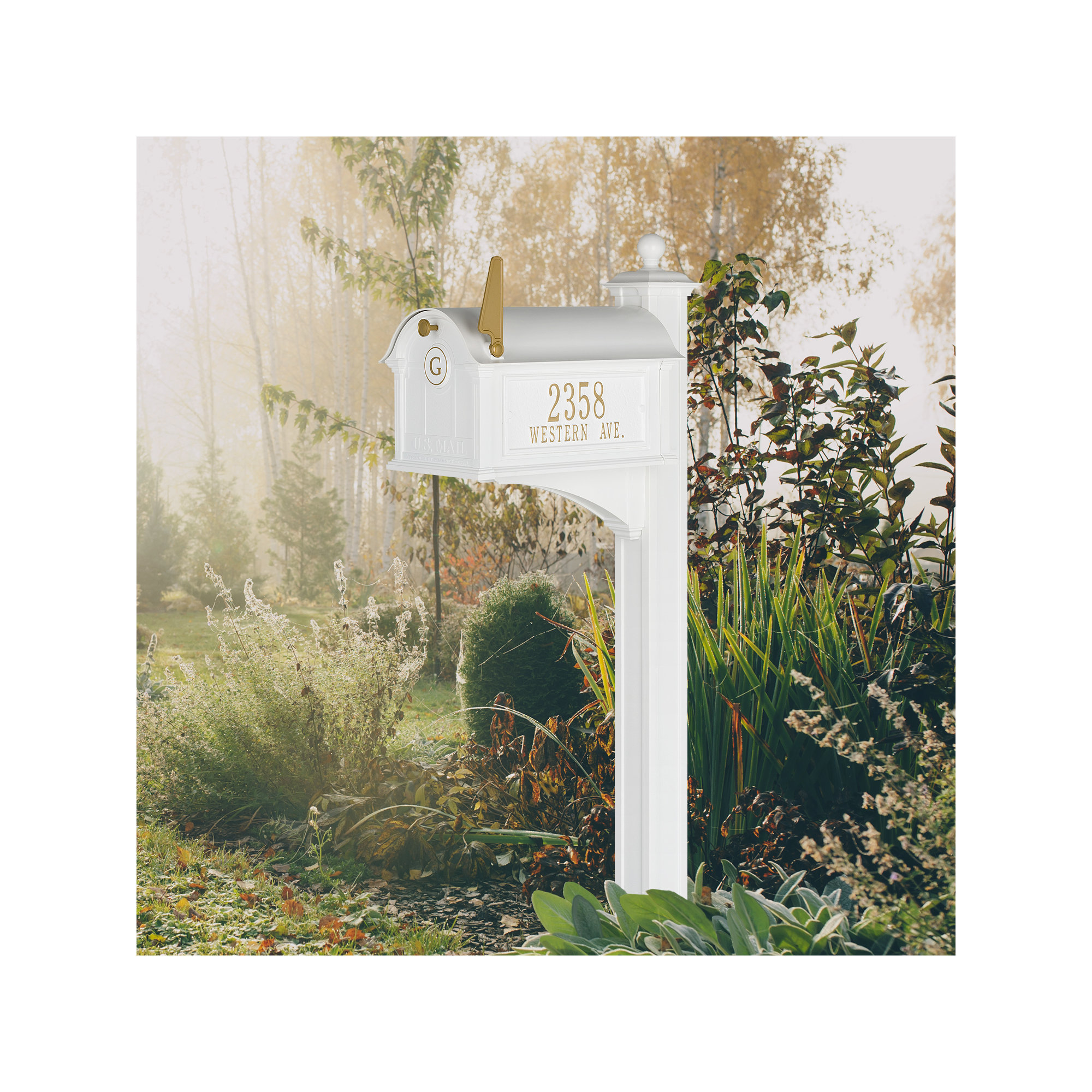 Balmoral Post Mounted Mailbox, White, Yes