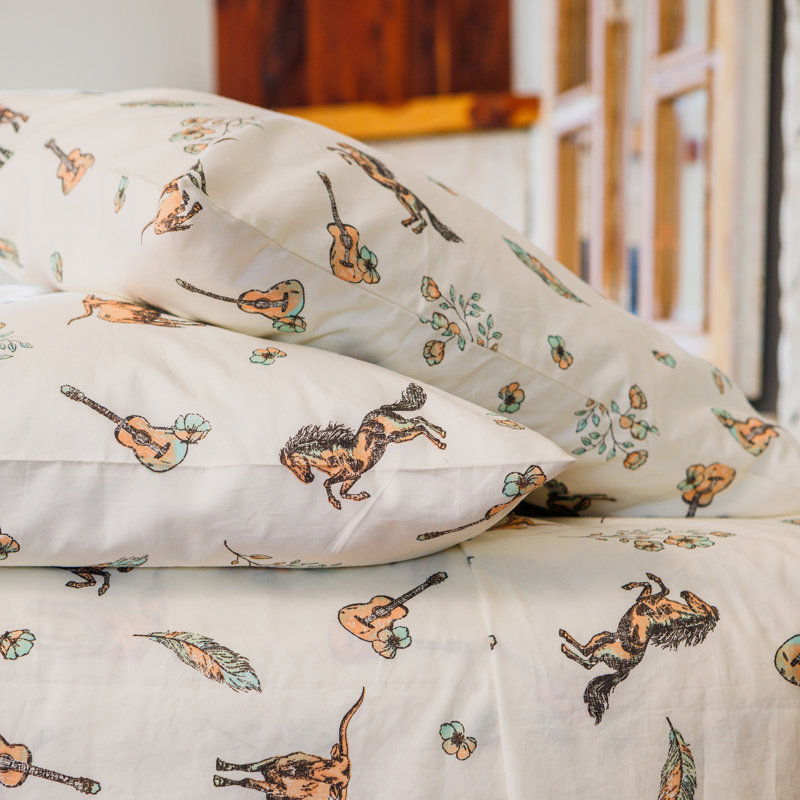Ensemble de draps en percale de coton JG Co. By Amie And Jolie Sikes, Ensemble de draps double / double avec 2 taies d'o