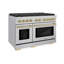 ZLINE 48 in. 8 Burner Double Oven Gas Range in Stainless Steel and Champagne Bronze Accents-1795716889-1795716887