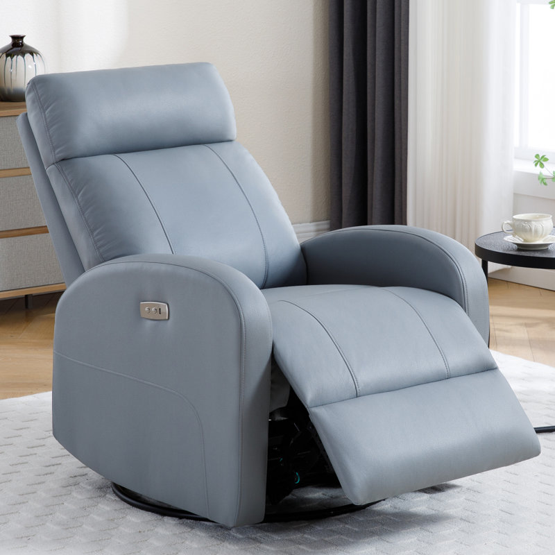 Agatho 30.3''Power Swivel Rocker Recliner Chair, Blue