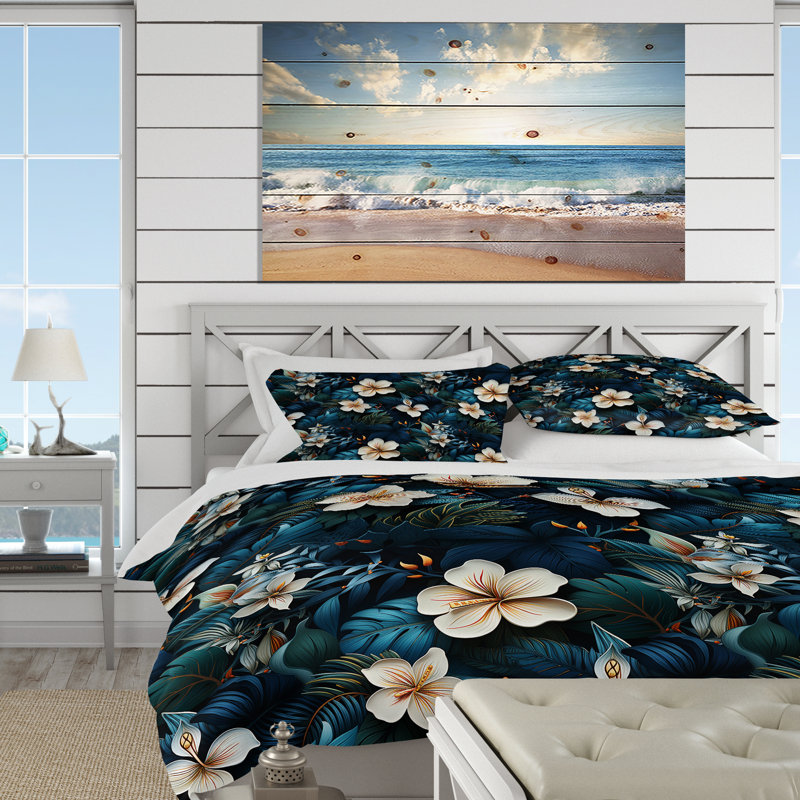 Ensemble de housse de couette Moody Tropics, Housse de couette simple + 1 taie décorative stan