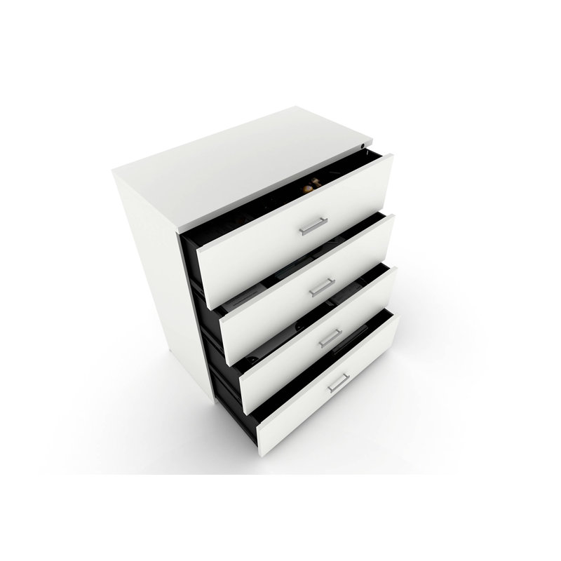 My-Hite Metal Vertical Filing Cabinet with 4 Drawers, Interlock System, Glide Suspension, White