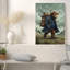 Highland Cow Hiker avec manteau bleu et sac à dos, art mural-132735048