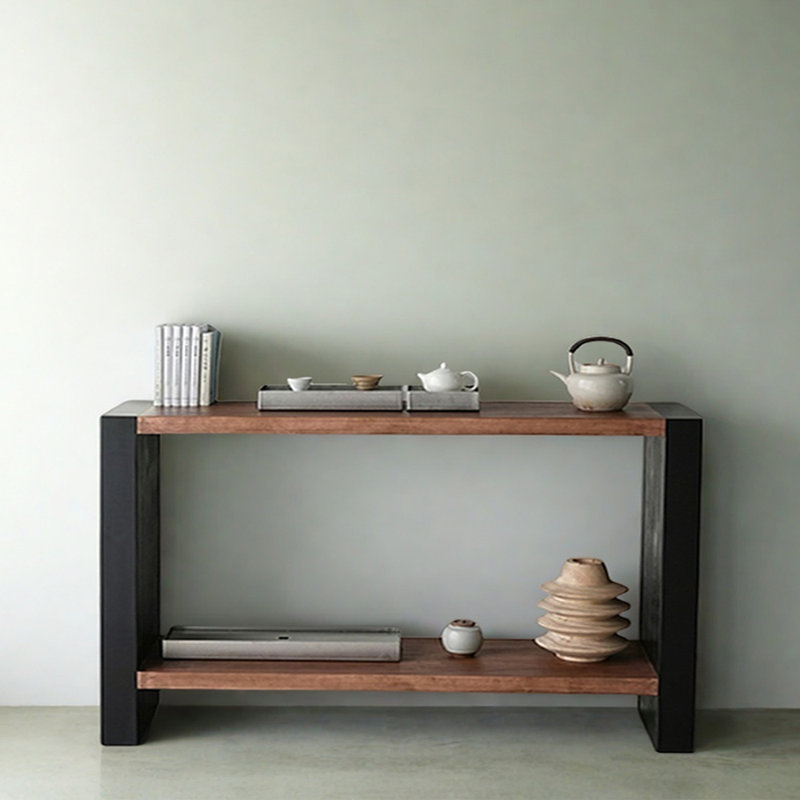 Console Mid-Century moderne en bois massif, H 33,5 po x l 55,1 po x P 13,8 po