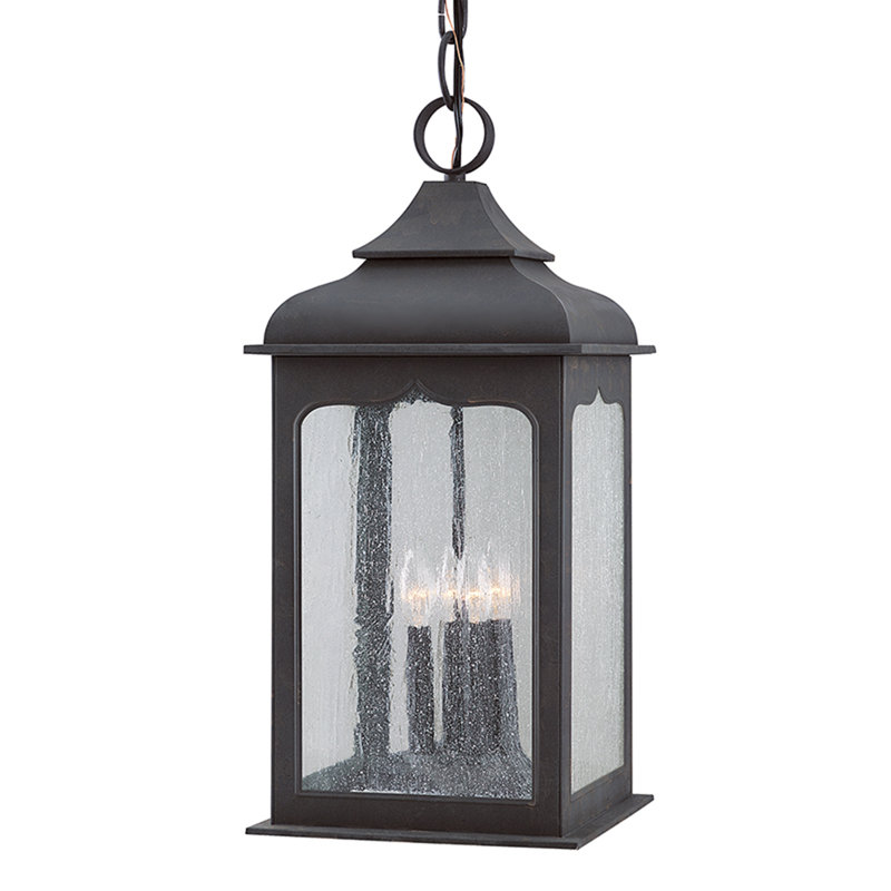 Henry Street 1-Light Outdoor Hanging Lantern, 19" H x 9" W, Clear Glass