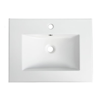 24-Inch Ceramic Bathroom Sink with Pre-Drilled Faucet Hole for 32-Inch Vanities