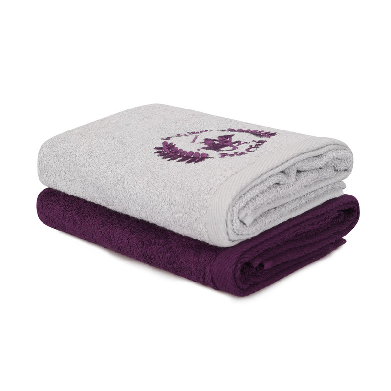 Ensemble de 2 essuie-mains 2 pièces 100% coton, Mauve / gris clair