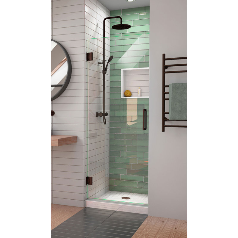 DreamLine Unidoor-LS 24 inch W x 72 inch H Frameless Hinged Shower Door in Oil Rubbed Bronze, Bronze, 24"