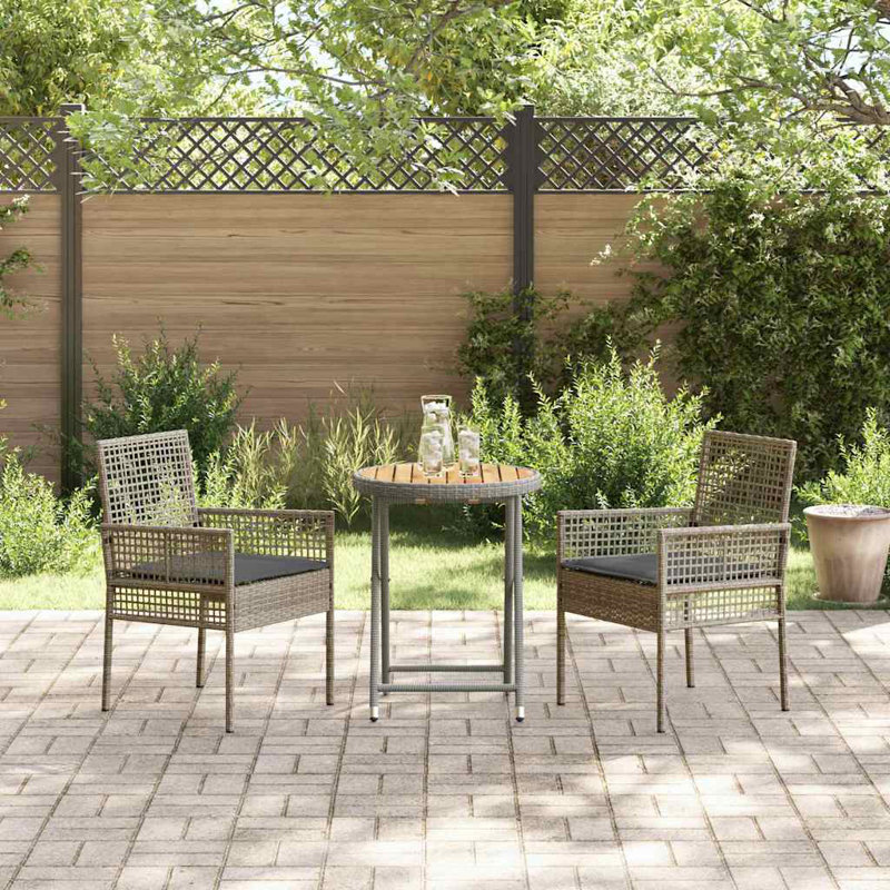 2 - Person Patio Dining Set with Rectangular Table , Cushions Included, Grey