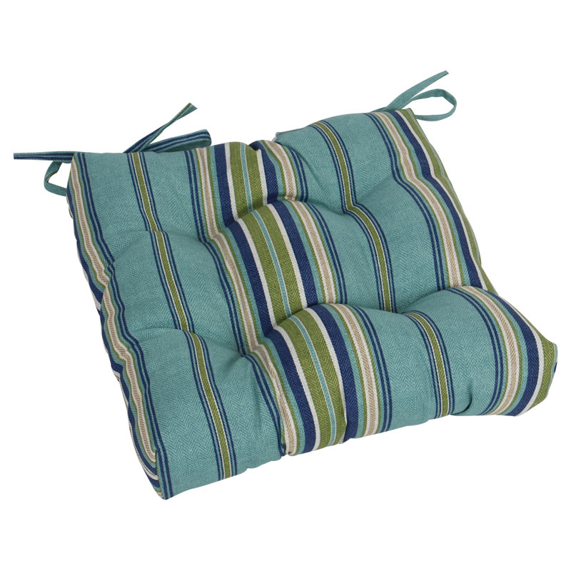 Outdoor 3.5'' Seat Cushion, Blue/Green Striped