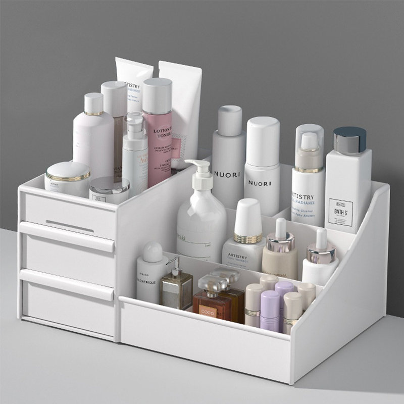26.5Cm Makeup Storage Organizer Cosmetics Display Case, White