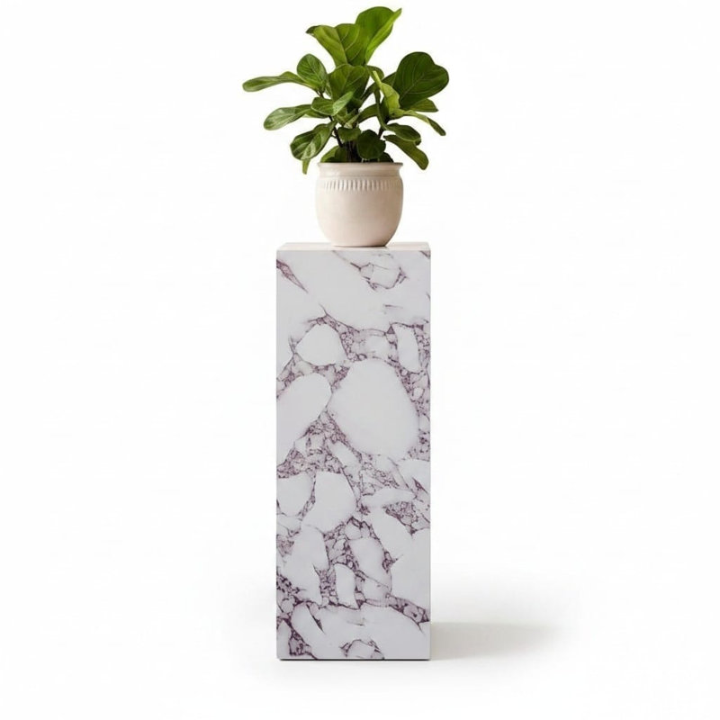 Form14 - Table d'appoint et table de bout moderne, 35.6" H x 14.1" W x 14.1" D, Violet Calacatta