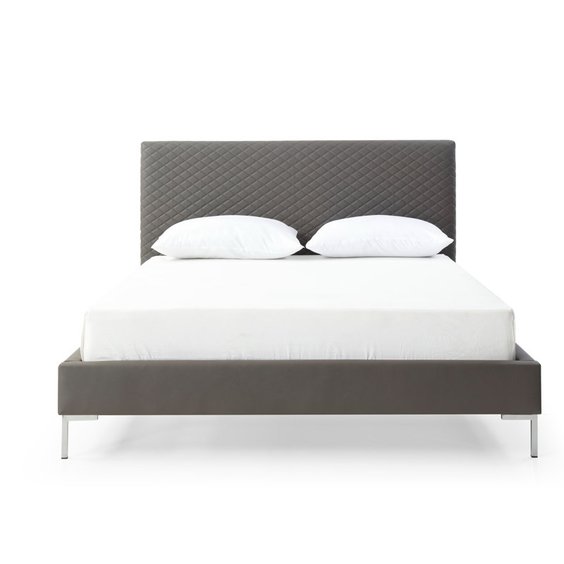 Structure de lit en similicuir Anghelache, gris, Grand