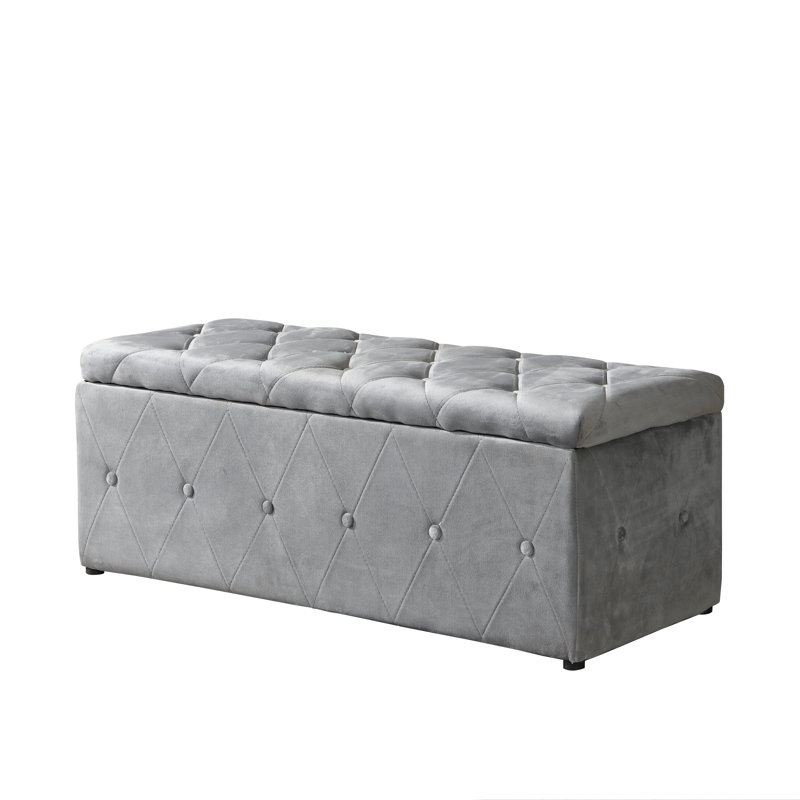 Banc de rangement rembourré Chandless, Gris clair