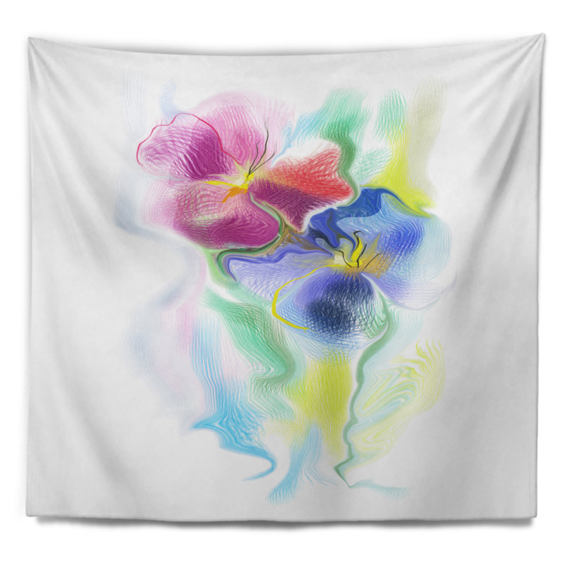 Tapisserie à l'aquarelle florale colorée, H 50 po x l 60 po