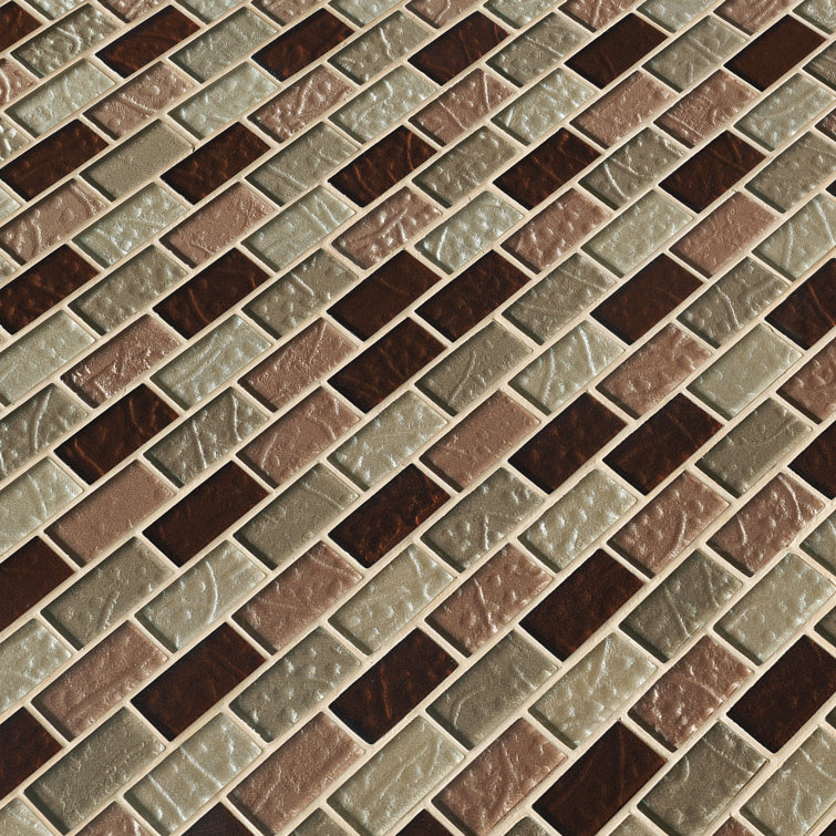 Ayres Mounted 1" x 2" Glass Mosaic Tile in Multi