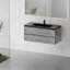 Meuble-lavabo flottant 48 po avec lavabo, armoire de rangement murale avec lavabo à quartz noir et tiroirs à fermeture en douceur entièrement assemblés, gris ciment Edi-Series-1002858678