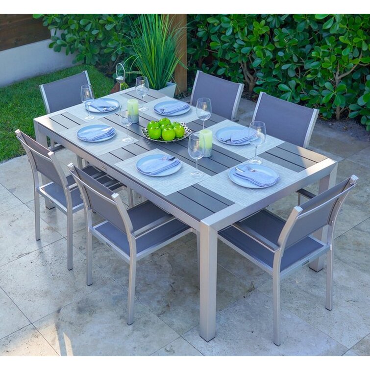 Belvedere Rectangular Dining Table in White Aluminum