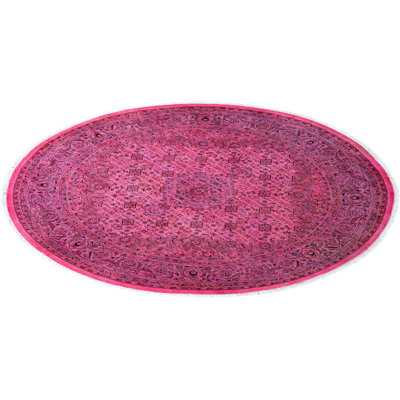 Overdyed Hand-Knotted Wool Modern-Contemporary Pink Area Rug 6' 3" x 6' 4"