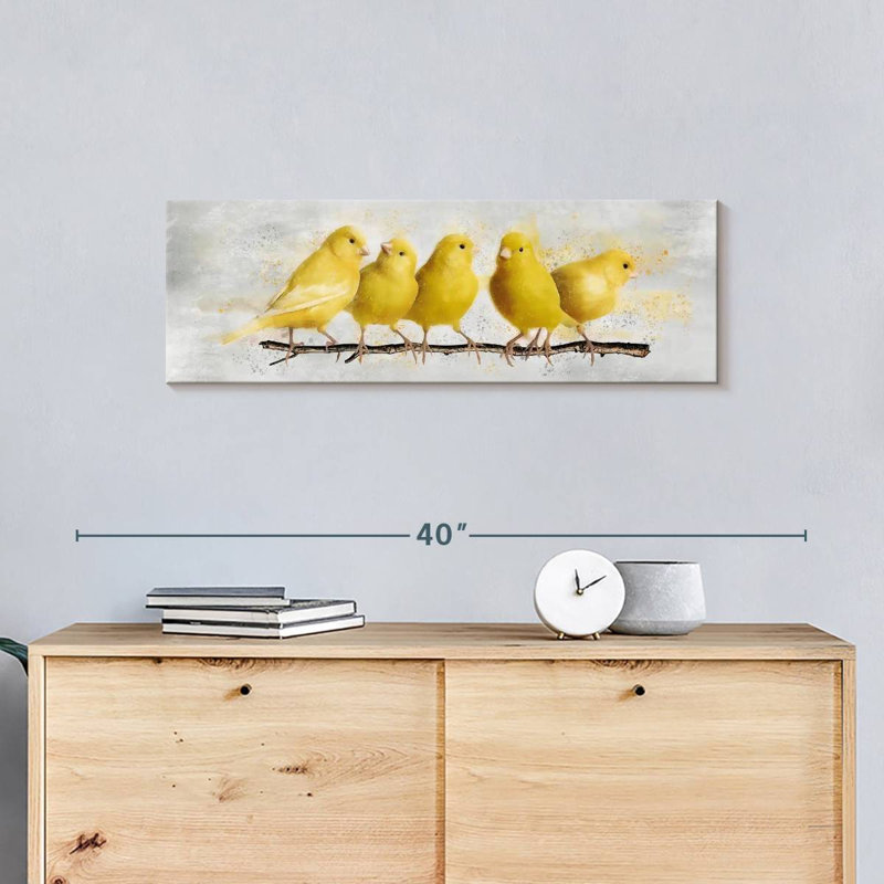 " Yellow Canaries " by Julie P, 10" H x 30" W x 1.25" D