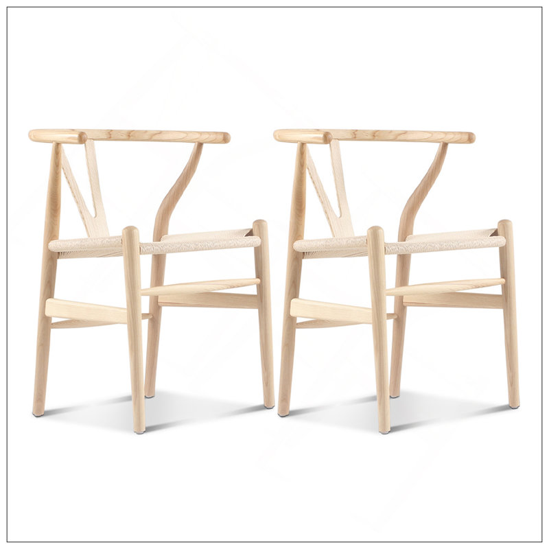 Set Of Two Wishbone Chairs, Natural Ash