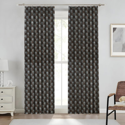 Fabdivine Home Decorative Brown, Pink and Blue 27x29 Inches 2 Panel Set, Pinch Pleated 100% Blackout Floral Handmade Block Print Window Drapes or Kitchen and Bed Room  Hook Curtains , Rohini