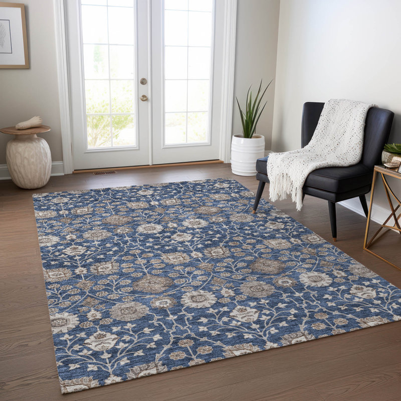 Tapis intérieur / extérieur bleu Selma , 9 pi x 12 pi