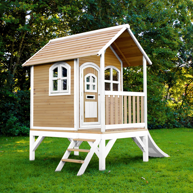 Tom AXI 287cm W x 191cm D Outdoor Hemlock Wood Luxury Playhouse, Natural/White