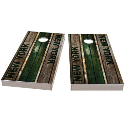 New York Football V8 2x4 Cornhole Board Set | Includes (2) Boards (8) Bags & Optional Accessories