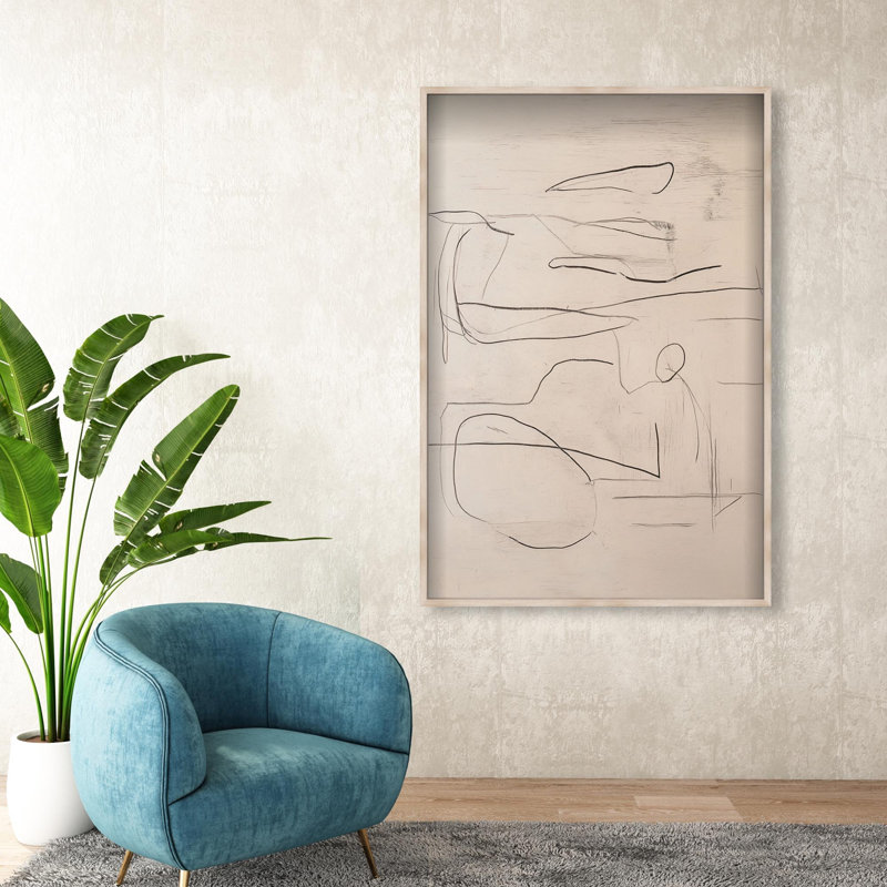 Oliver Gal Frenzied Strokes II Abstract - Luxury Shadowbox Framed Wall Art, 56" H x 38" W, Cream
