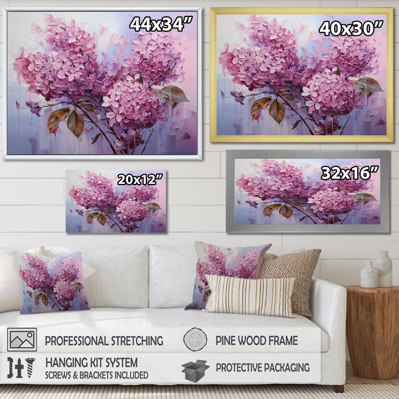 Lilas beauté dévoilée III - impression, H 16 po x l 32 po x P 1 po, Cadre flottant noir