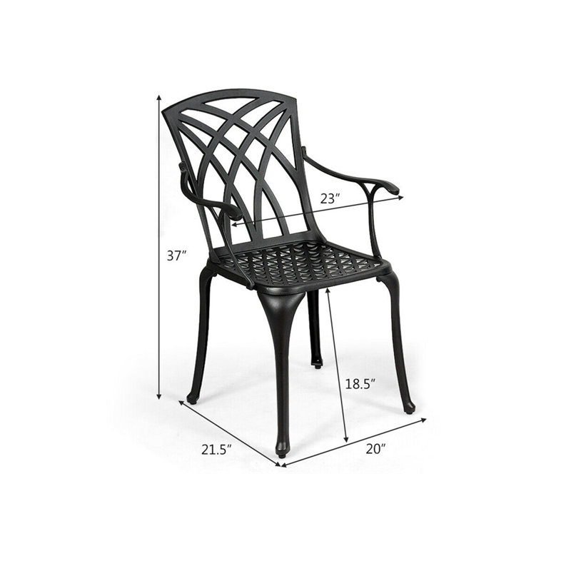 Aluminum Dining Chairs Set with Armrests