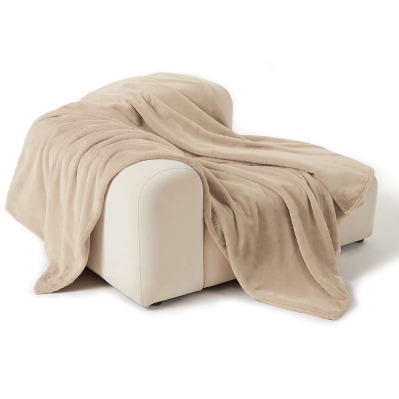 Jeté en fausse fourrure Allisandro, Beige, Jeté