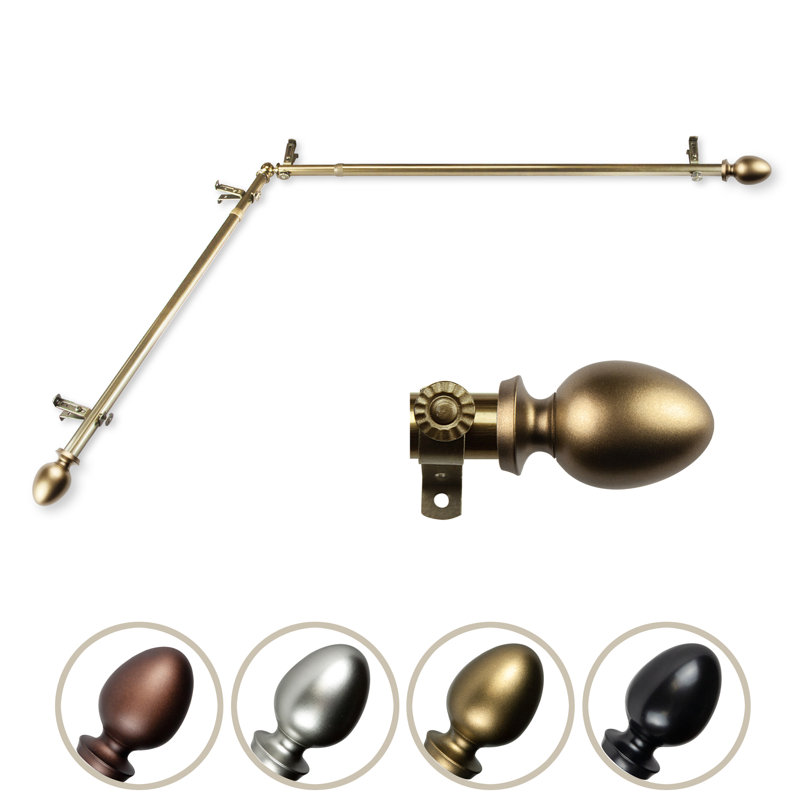 Tringle à rideaux de fenêtre en coin 13/16 po de diamètre Djeneba, 28" - 48", Laiton antique